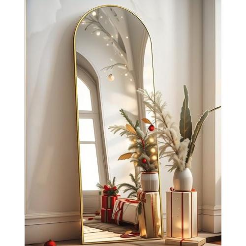 Arched Full Length Mirror - 1858 Floor & Wall Mounted Mirror for Bedroom & Living Room, Gold