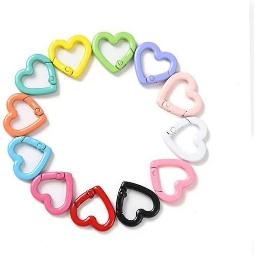 20mm Heart-Shaped Keychain Clips - Zinc Alloy Spring Carabiner Hooks for Bags, DIY Crafts and Valentine Day Accessories (6 Color Mix)