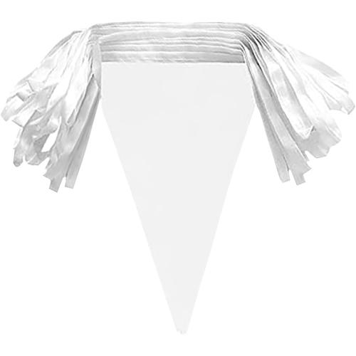 150 Pcs 20 x 30cm Hanging Pennant Flags Triangle Bunting Flags Solid Color Pennant Banner Festival Party Bunting Banner Garland Grand Opening Fabric Flag with 100m String White