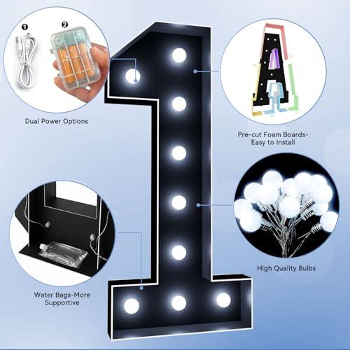 Ledido 4FT Black Marquee Light Up Numbers 7 for 7th 70th Birthday Decor