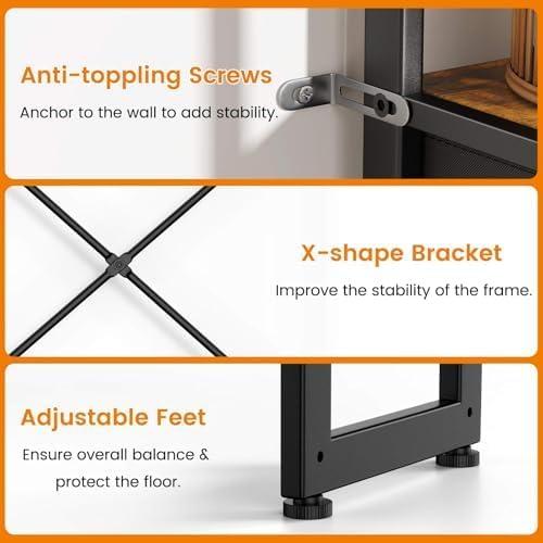 Luxspire Bathroom Over Toilet Storage, 5-Tier Over The Toilet Shelf with 2 Drawers & Adjustable Shelves, Freestanding Space Saver Above Toilet Storage for Bathroom, Brown   Black