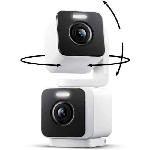 WYZE Duo Cam Pan Indoor/Outdoor IP65 2K 360° Pan/Tilt Smart Home Security Camera with Color Night Vision, Compatible with Alexa & Google Assistant, White