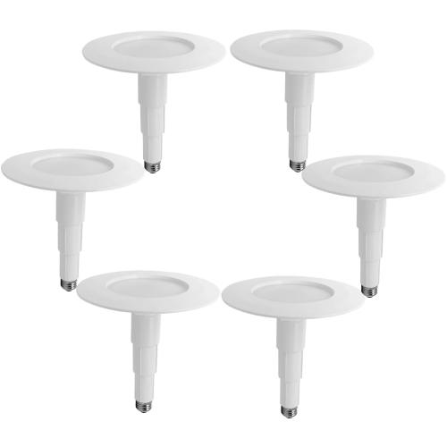 Jolux 5/6 Non-Dimmable LED Adjustable Retrofit Downlight,E26 Medium Screw Base,12W=75W, 5000K (Daylight),920 Lumens,Damp Rated Recessed Lighting,Simple Installation Can Lights,ETL, 6-Pack,Bevel Trim