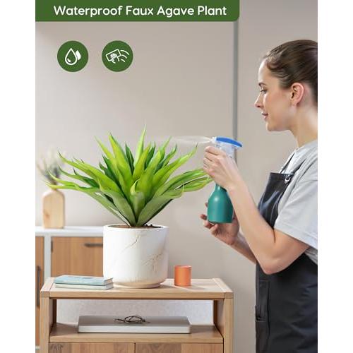 Velener Fake Agave Artificial Plant, Unpotted Fake Succulents Plant for Room Decor, UV Resistant Faux Agave Plant for Outdoor/Indoor Decor, 22 inches, Set of 1(43 Leaves)