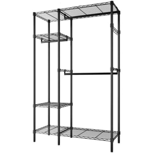 Clothing Racks For Hanging Clothes Rack Portable Closet Garment Coat Rack With Shelves, Hanger Stand Wardrobe Closet,Portable Clothing Rack for Hanging Clothes, Closet Organizers and Storage System