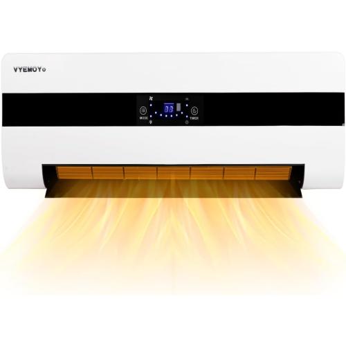 Electric Wall Heaters Space Heater for Indoor Use 1500W Fast Heating LED Display Adjustable Thermostat Room Heater with Remote Control 12H Timer Heater for Bedroom Office