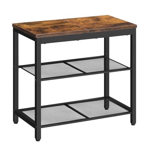 HOOBRO Shoe Bench, 3-Tier Shoe Rack, Industrial Shoe Organizer Storage Bench, 19.7 inches Entry Bench with Mesh Shelves, for Entryway, Living Room, Hallway, Easy Assembly, Rustic Brown BF50HX01