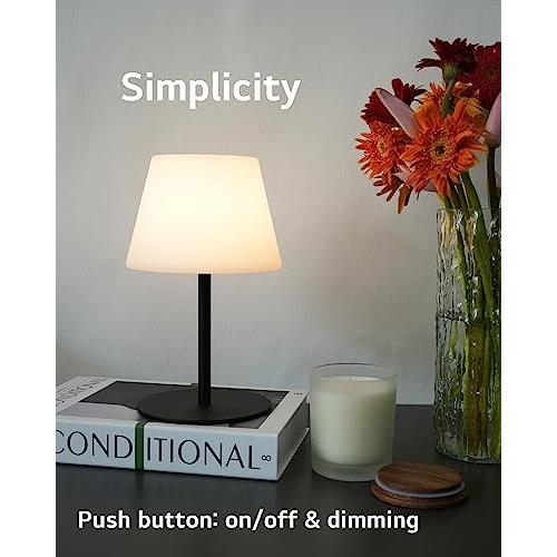 Cordless Table Lamp Rechargeable, Outdoor Battery Operated Table Lamp Waterproof, Portable Touch Dimmable Night Light, Height Adjustable, for Home/Bedroom/Patio/Restaurant (2Pack Black)