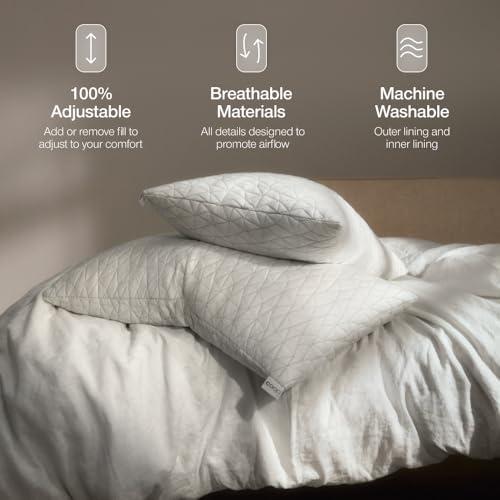 Coop Home Goods Original Adjustable Pillow, King Size Bed Pillow for Sleeping, Cross Cut Memory Foam Pillow - Medium Firm Back, Stomach and Side Sleeper Pillow, CertiPUR-US/GREENGUARD Gold
