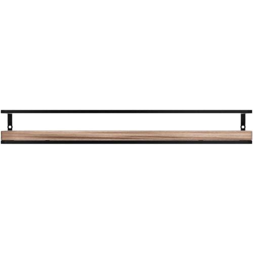 Meangood Floating Shelves Wall Mounted Set of 1, Rustic Wood Wall Storage Shelves for Bedroom,Living Room,Bathroom, Kitchen Torched Wood