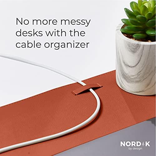 Nordik Leather Desk Mat - Cork Whiskey Brown - Leather Desk Pad 35x17 in