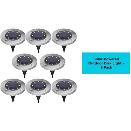 8Pack.... Solar-Powered Outdoor Disk Light