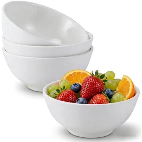 4 Pcs Ceramic Soup Bowls, 26 Oz White Deep Bowls, 5.9 Inch Microwave & Dishwasher Safe, for Cereal, Soup, Salad, Rice and Pasta