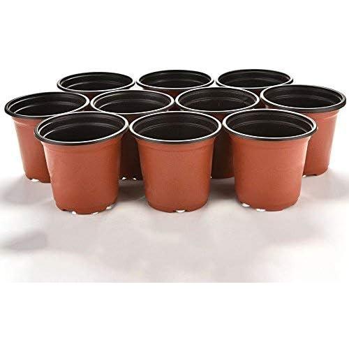 KINGLAKE 100 Pcs 4 Plastic Plants Nursery Pot/Pots Seedlings Flower Plant Container Seed Starting Pots,4 Inch,Red