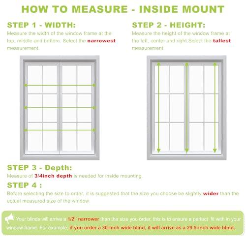 SZXIMU 2 Cordless Room Darkening Window Blinds, 36 W x 64 H White