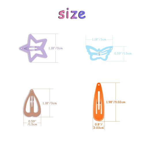 Multicolor 120Pcs Hair Clips for Girls,Non Slip Metal Snap Hair Clips for Kids Star & Butterfly hair accessories (4 Styles and 15 Assorted Colors)