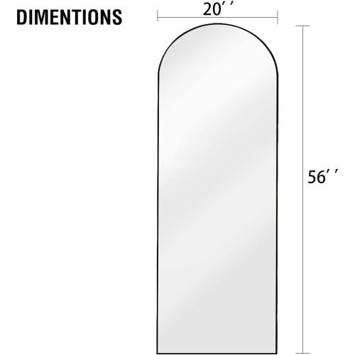 OGCAU Floor Full Length Mirror, 56x20 Arched Full Body Mirror, Black | Aluminum Alloy Frame, Floor, Standing, Hanging, Leaning, Wall Mounted, Suitable for Bedroom, Living Room, Entryway, Cloakroom‼️a tear on the styrofoam holder‼️