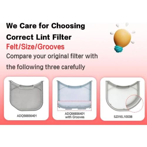 ADQ56656401 Dryer Lint Filter Upgraded Stainless Steel Mesh Screen for LG ADQ566564 and Ken-more Elite Dryer Lint Screen Replacement with Clothes Dryer Lint Vent Trap Cleaner Brush Part #PS3531962