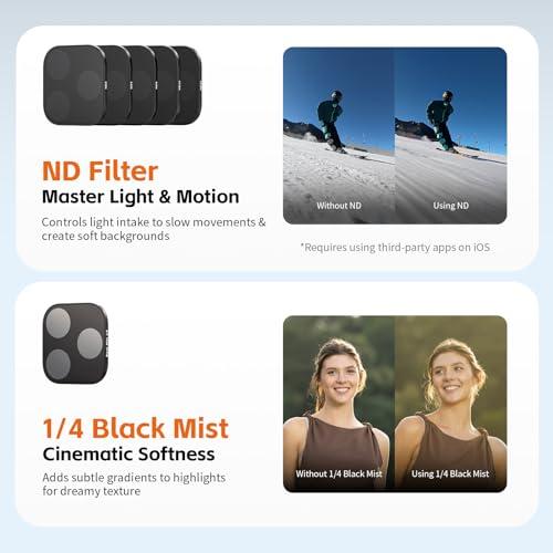 SmallRig Square ND & Black Mist Filter Kit for iPhone 17 Pro Max, Magnetic Lens Filters with Base Mount, Black Mist Diffusion 1/4 Filter/ND2/ND4/ ND8/ND16/ND32, 6 Pack, Blue- 6076