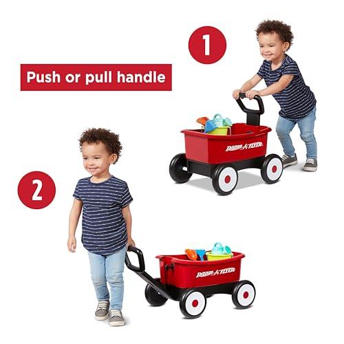 Radio Flyer Push & Pull Walker Wagon with Garden Tools, Ages 1-4 Years, Red