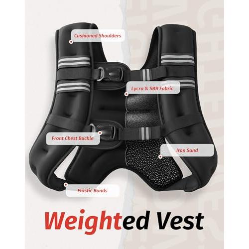 ZELUS Weighted Vest, 6lb/8lb/12lb/16lb/20lb/25lb/30lb Weight Vest with Reflective Stripe for Workout, Strength Training, Running, Fitness, Muscle Building, Weight Loss, Weightlifting
