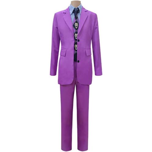 Size Large Kira Yoshikage Cosplay Costume Purple Suit and Striped Shirt Set for Halloween Masquerade Party Anime Exhibition(L)
