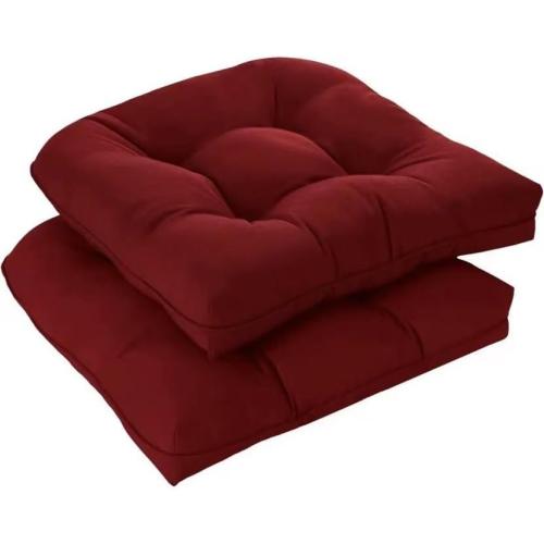 Tufted Chair Cushions, Set of 2, Indoor Outdoor Seat Pads, Multiple Colors Available (red)
