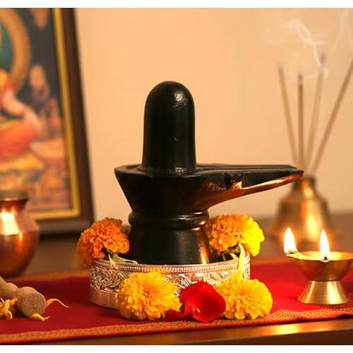 StonKraft Marble Shiva Lingam Shiv Ling Idol Murti Statue Adiyogi (Black Lingam)