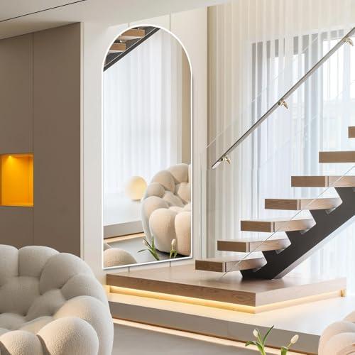 Floor Mirror Arched Mirror Full Length 56X20Full Length Mirror can be Free Standing or Hanging on The Wall Used in Living Room Entrance Hall Corridor Room Bathroom etc （White