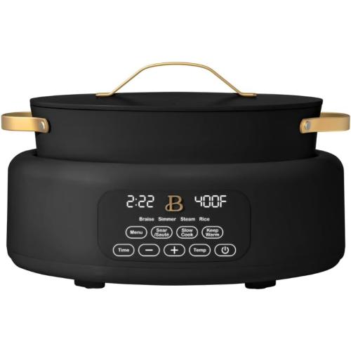 10-in-1 Electric Multi-Cooker, 6 Quart Programmable Cooking Pot with Digital Display, Nonstick Interior, One-Touch Controls, Multi-Function Kitchen Appliance (Black Sesame)