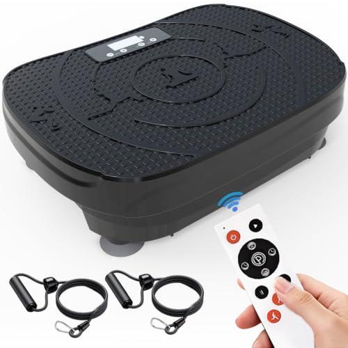 Vibration Plate Fitness Exercise Machine Vibrating Shaking Full Body Shaker Workout Vibrate Stand Shake Board Sport for Weight Loss Fat Burner with Resistance Bands for Gym Home Office Women Men