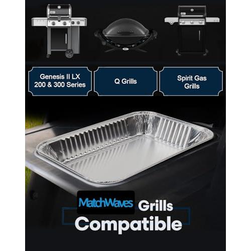 Drip Pans for Weber, Disposable Aluminum Foil Grease Trays for Weber Grills, Universal Replacement Liners for Weber Series, 8.6 x 6 - 20 Pcs