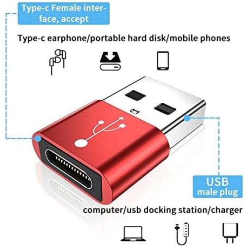 BoxWave Adapter Compatible with MatataStudio Nous AI Set - USB-A to C PortChanger (5-Pack), Type-C OTG Convert Charging Data Adapter - Metallic Silver