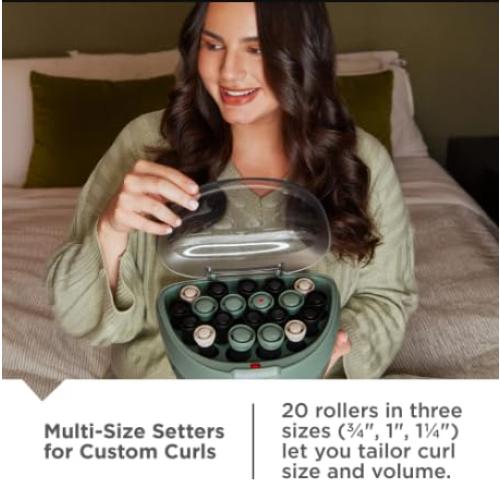 Botanicals™ Hair Setter, Ceramic, Ionic Conditioning, with 20 Rollers, Green