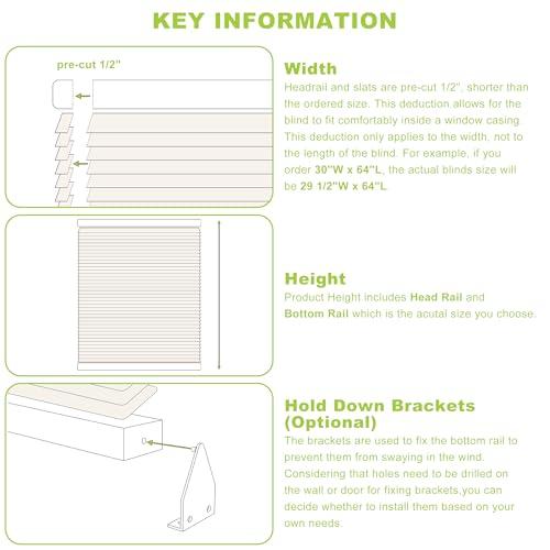 SZXIMU 2 Cordless Room Darkening Window Blinds, 36 W x 64 H White