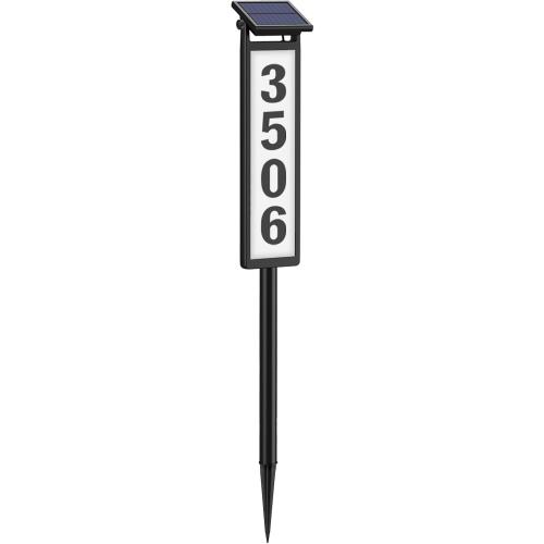 Solar Lighted Illuminated Address Sign, House Numbers for Outside Yard Home