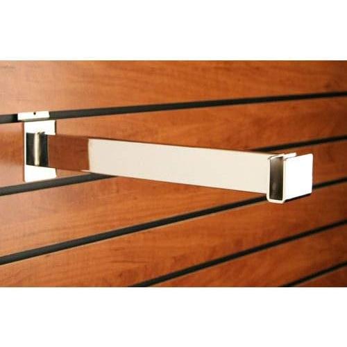 12 Slatwall Rectangular Tube Holding Hangrail Bracket for Retail, Chrome, 5 Pack