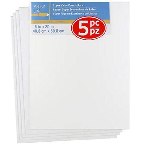 5 Pack 16 x 20 Super Value Canvas, by Artist's Loft