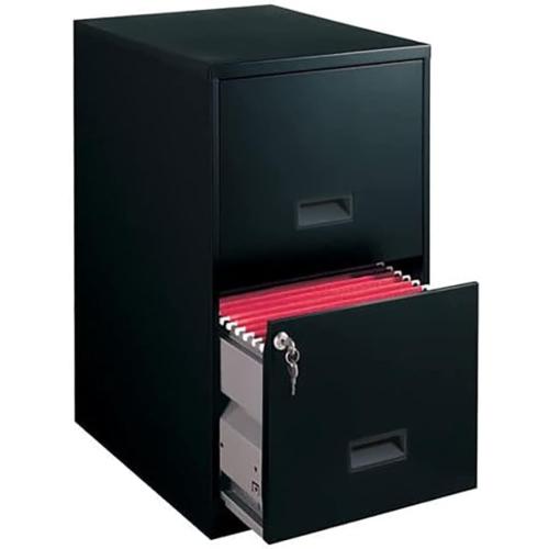 Space Solutions 18 Deep 2 Drawer Letter Width Vertical File Cabinet, Black