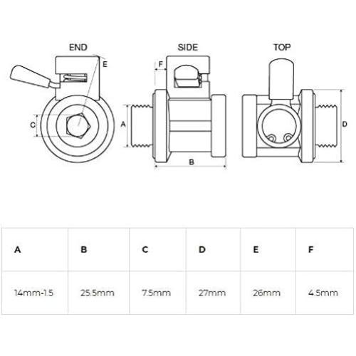 EZ-106(14mm-1.5) EZ Oil Drain Valve with removable Hose End Combo