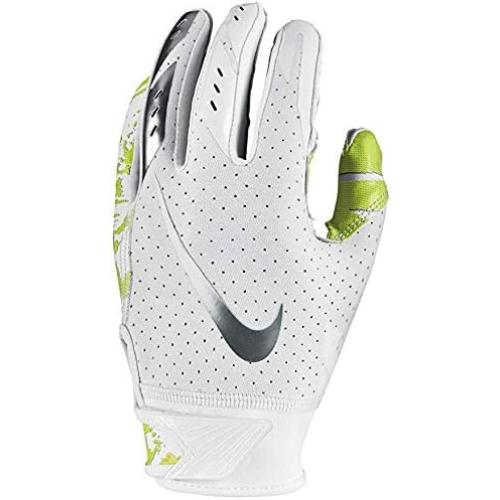 Size YM Boy's Nike Vapor Jet 5.0 Football Glove White/Chrome