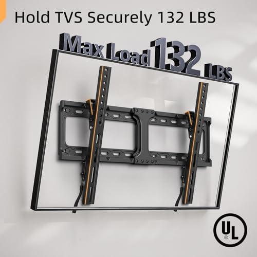 IWORKBORAD 55 65 75 85 inch Tilting TV Wall Mount for 32-90 '' TVs, Low Profile TV Mount Bracket, Safe Lock & Quick Release, Max VESA 600x400mm, 24 inch Studs,132 lbs, Fit Most 55  75  85  86 TVs
