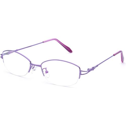 KAIYIDA Titanium Alloy Nearsighted Glasses - Womens Distance Half Frame Myopia Glasses 9865 51017-135