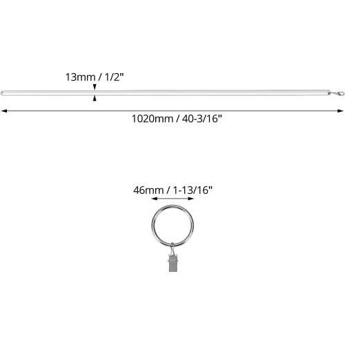 QWORK 40 Inch Clear Acrylic Curtain Pull Wand (4 Pack) with Strong Lobster Hook and Extra Ring Attachments