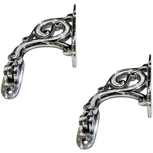 Adonai Hardware Decorative Brass Handrail Bracket (Polished Chrome)- Supplied as 2 Pieces per Pack