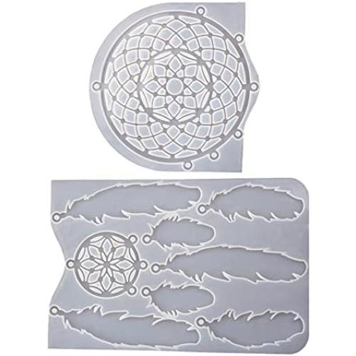 Large Dream Catcher Resin Mold, Silicone Dreamcatcher Feather Epoxy Mold for Wall Hanging Pendant Key Chain Kit House Window Living Room Decoration (Dreamcatcher)