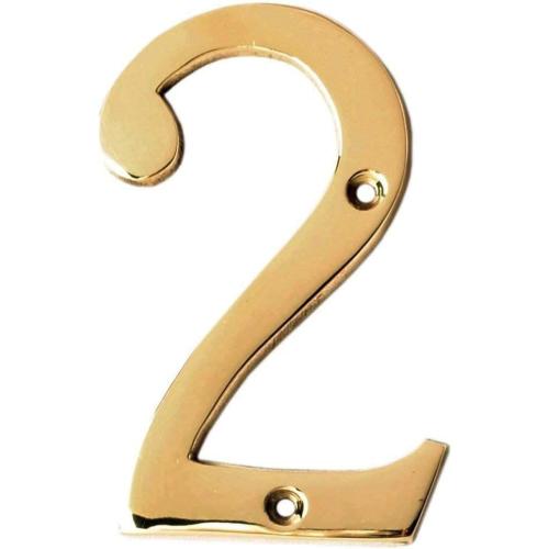eSplanade 4 Brass House Hotel Door Number Plaque Numeric Numerical Digit 0-9 (2 (Two))