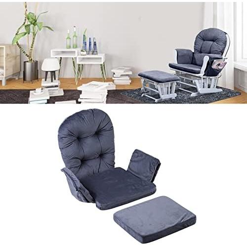 Zerone Soft Velvet Cotton Chair Cushions and Stool Pad Set, Glider Rocker Replacement Cushions with Storage Pockets