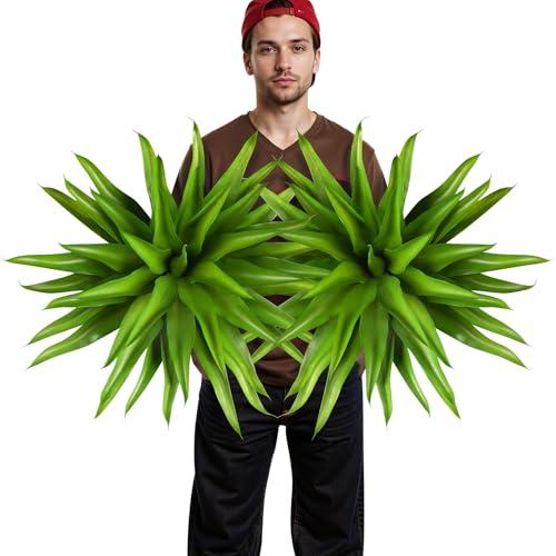 Velener Outdoor Fake Agave Artificial Plant, Unpotted Fake Plant for Room Decor, UV Resistant Faux Agave Plant for Outdoor/Indoor Decor, 22 inches, 2 Pack(43 Leaves)
