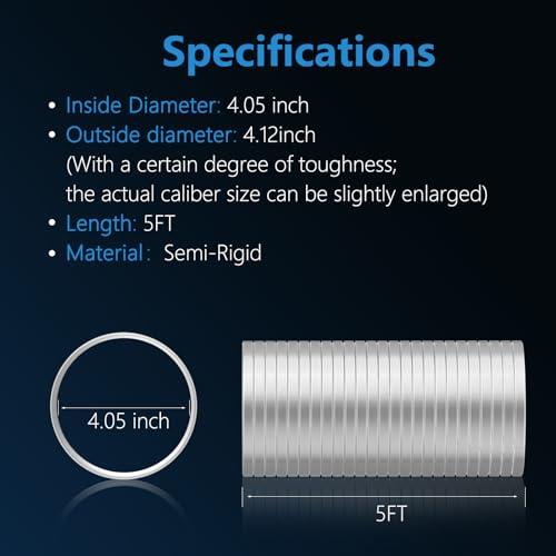 Hon&Guan 4 Inch Semi-Rigid Dryer Vent Hose for Improved Airflow, 5Feet